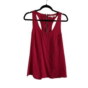 Walter Women Size 6 Red Silk Lightweight Scoop Neck Zip Racerback Tank Top